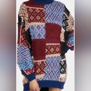 MSRP $228 Free People Women's Patched Argyle Dress Size M/L